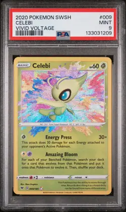 2020 POKEMON SWORD & SHIELD VIVID VOLTAGE #009 CELEBI PSA 9 - Image 1