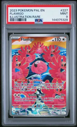 2023 POKEMON PAL EN-PALDEA EVOLVED ILLUSTRATION RARE #227 FLAMIGO PSA 9 - Image 1