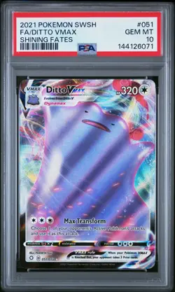 2021 POKEMON SWORD & SHIELD SHINING FATES #051 FULL ART/DITTO VMAX PSA 10 - Image 1