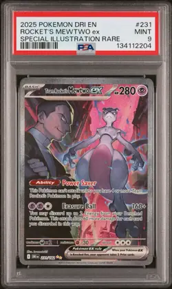 Pokemon Team Rocket's Mewtwo ex 231/182 Special Illustration Rare Holo PSA 9 20… - Image 1