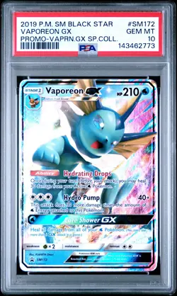 2019 POKEMON SM PROMO VAPOREON GX SPECIAL COLLECTION VAPOREON GX PSA 10 - Image 1