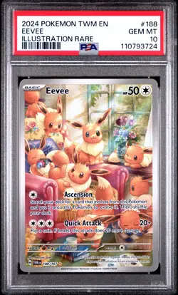 2024 POKEMON TWM EN-TWILIGHT MASQUERADE ILLUSTRATION RARE #188 EEVEE PSA 10 - Image 1