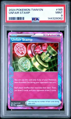 2024 POKEMON TWM EN-TWILIGHT MASQUERADE #165 UNFAIR STAMP PSA 9 - Image 1