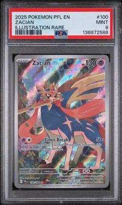 2025 POKEMON PFL EN-PHANTASMAL FLAMES ILLUSTRATION RARE #100 ZACIAN PSA 9 - Image 1