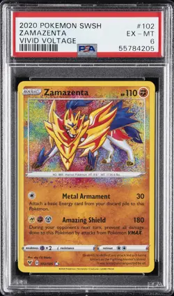 2020 POKEMON SWORD & SHIELD VIVID VOLTAGE #102 ZAMAZENTA PSA 6 - Image 1