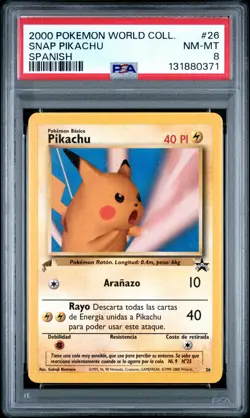 2000 POKEMON PIKACHU WORLD COLL SPANISH #26 SNAP PIKACHU PSA 8 - Image 1