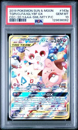2019 Pokemon Sun & Moon Cosmic Eclipse #143a Tgpi/Clfa/Iglybf Gx PSA 10 Togepi - Image 1