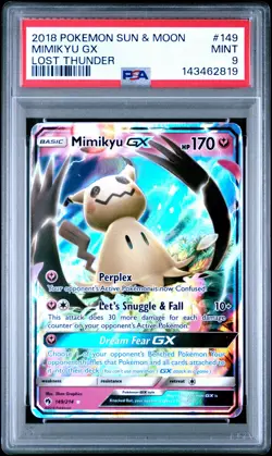 2018 POKEMON SUN & MOON LOST THUNDER #149 MIMIKYU GX PSA 9 - Image 1