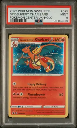 2022 POKEMON SWSH BLACK STAR PROMO #075 SPECIAL DELIVERY CHARIZARD-HOLO PSA 9 - Image 1