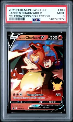 2021 POKEMON SWSH PROMO CELEBRATIONS COLLECTION LANCE'S CHARIZARD V PSA 9 - Image 1