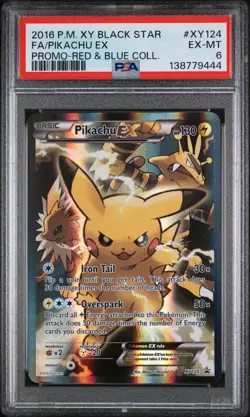 2016 POKEMON XY BLACK STAR PROMO RED & BLUE COLLECTION FULL ART/PIKACHU EX PSA 6 - Image 1