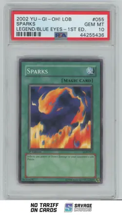 2002 Yu-Gi-Oh Legend/Blue Eyes 1st Edition Sparks PSA 10 #LOB-055 - Image 1