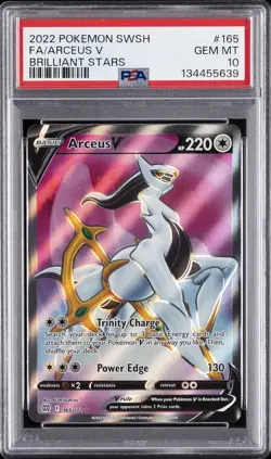 2022 POKEMON SWORD & SHIELD BRILLIANT STARS #165 FULL ART/ARCEUS V PSA 10 - Image 1