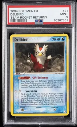 2004 POKEMON EX TEAM ROCKET RETURNS #21 DELIBIRD PSA 9 - Image 1