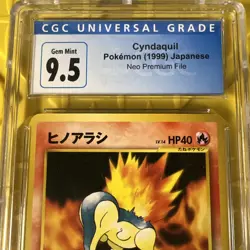 Pokemon 2000 Japanese Cyndaquil Neo Premium File CGC 9.5 GEM MINT - Image 2
