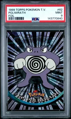 1999 TOPPS POKEMON TV FOIL #62 POLIWRATH PSA 9 - Image 1
