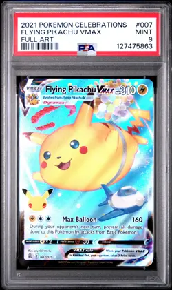 2021 POKEMON CELEBRATIONS #007 FULL ART/FLYING PIKACHU VMAX PSA 9 - Image 1