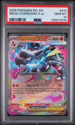 2025 POKEMON PFL EN-PHANTASMAL FLAMES #013 MEGA CHARIZARD X EX PSA 10 - Image 1