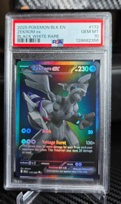 2025 POKEMON BLK EN-BLACK BOLT BLACK WHITE RARE #172 ZEKROM EX PSA 10 - Image 1