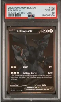2025 POKEMON BLK EN-BLACK BOLT BLACK WHITE RARE #172 ZEKROM EX PSA 10 - Image 3