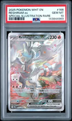2025 POKEMON WHT EN-WHITE FLARE SPECIAL ILLUSTRATION RARE RESHIRAM EX PSA 10 - Image 1