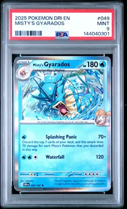 2025 POKEMON DRI EN-DESTINED RIVALS #049 MISTY'S GYARADOS PSA 9 - Image 1
