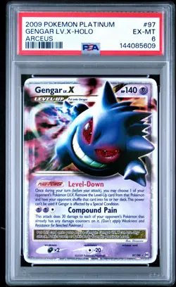 2009 POKEMON PLATINUM ARCEUS #97 GENGAR LV.X-HOLO PSA 6 - Image 1