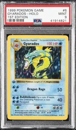 1999 POKEMON BASE SET 1ST EDITION #6 GYARADOS-HOLO PSA 9 - Image 1