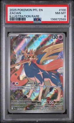 2025 POKEMON PFL EN-PHANTASMAL FLAMES ILLUSTRATION RARE #100 ZACIAN PSA 8 - Image 1