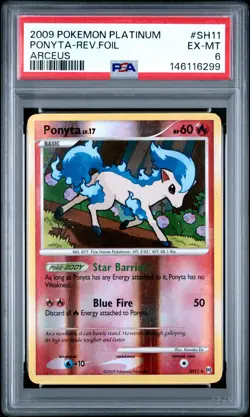 2009 POKEMON PLATINUM ARCEUS #SH11 PONYTA-REVERSE FOIL PSA 6 - Image 1