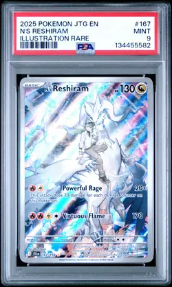 2025 POKEMON JTG EN-JOURNEY TOGETHER ILLUSTRATION RARE #167 N'S RESHIRAM PSA 9 - Image 1
