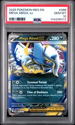 2025 POKEMON MEG EN-MEGA EVOLUTION #086 MEGA ABSOL EX PSA 10 - Image 1