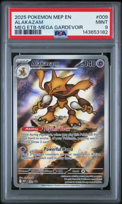 2025 POKEMON MEP EN-ME BLACK STAR PROMO #009 ALAKAZAM PSA 9 - Image 1