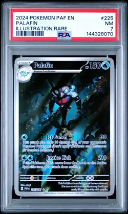 2024 POKEMON PAF EN-PALDEAN FATES ILLUSTRATION RARE #225 PALAFIN PSA 7 - Image 1