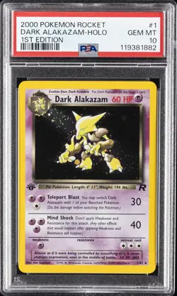 2000 POKEMON ROCKET 1ST EDITION #1 DARK ALAKAZAM-HOLO PSA 10 - Image 1