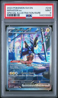 2023 POKEMON SVI EN-SCARLET & VIOLET SPECIAL ILLUSTRATION RARE MIRAIDON EX PSA 9 - Image 1