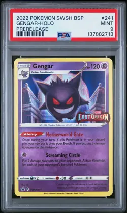 2022 POKEMON SWSH BLACK STAR PROMO PRERELEASE #241 GENGAR-HOLO PSA 9 - Image 1