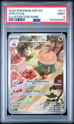2024 POKEMON SSP EN-SURGING SPARKS ILLUSTRATION RARE #211 APPLETUN PSA 9 - Image 1