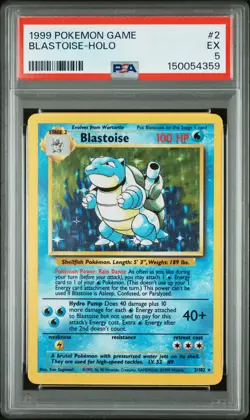 1999 POKEMON BASE SET UNLIMITED #2 BLASTOISE-HOLO PSA 5 - Image 1