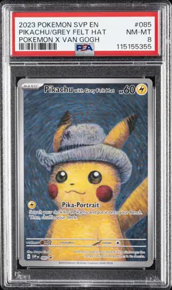 2023 POKEMON SVP EN-SV BLACK STAR PROMO #085 PIKACHU WITH GREY FELT HAT PSA 8 - Image 1