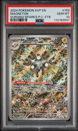 2024 POKEMON SVP SURGING SPARKS POKEMON CENTER ETB PROMO #159 MAGNETON PSA 10 - Image 1