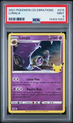 2021 POKEMON CELEBRATIONS #015 LUNALA PSA 9 - Image 1