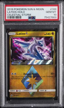 2018 POKEMON SUN & MOON CELESTIAL STORM #108 LATIOS-HOLO PSA 10 - Image 1