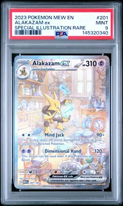 2023 POKEMON MEW EN-151 SPECIAL ILLUSTRATION RARE #201 ALAKAZAM EX PSA 9 - Image 1
