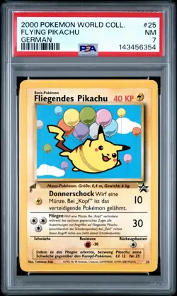 2000 POKEMON PIKACHU WORLD COLLECTION GERMAN #25 FLYING PIKACHU PSA 7 - Image 1