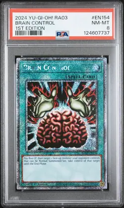 2024 YU-GI-OH! QUARTER CENTURY BONANZA 1ST EDITION #EN154 BRAIN CONTROL PSA 8 - Image 1