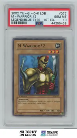2002 Yu-Gi-Oh Legend/Blue Eyes 1st Edition M-Warrior #2 PSA 10 #LOB-077 - Image 1