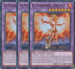 Yugioh El Shaddoll Grysta x 3 - 1st Edition Ultra Rare NM - Free Holo Card - Image 1