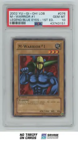 2002 Yu-Gi-Oh Legend/Blue Eyes 1st Edition M-Warrior #1 PSA 10 #LOB-076 - Image 1
