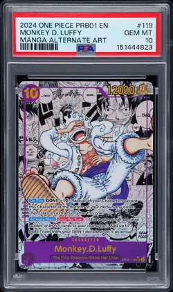 2024 ONE PIECE PRB01-MANGA ALTERNATE ART #119 MONKEY D. LUFFY PSA 10 - Image 1